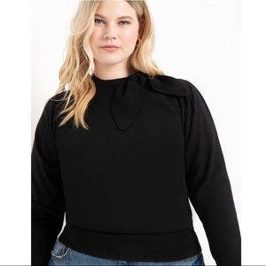 Eloquii Black Bow Tie Neck Sweater 14/16